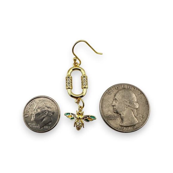 Gold Filled Paper Clip Bee Earrings Gold Filled Ear Wires - Picture 3 of 8